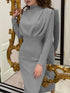 'Zosia' Ruched Turtleneck Dress - Celes Fashion